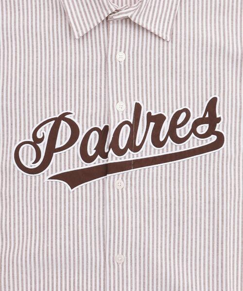 MLB（メジャーリーグベースボール）の「∴WEGO/MLB別注ストライプグラフィックシャツ（シャツ/ブラウス・メンズ・ブラウン系その他4/ブルー系その他4/ホワイト系その他4・LARGE/MEDIUM）」の4枚目の写真