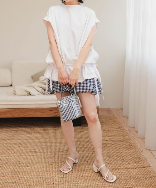 DONOBAN（ドノバン）の「フリルへムリボントップス（汗染み防止）（Tシャツ/カットソー・レディース・ブラック/グレー/ホワイト・ONE）」の8枚目の写真