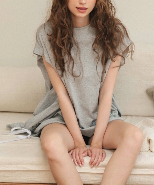 DONOBAN（ドノバン）の「フリルへムリボントップス（汗染み防止）（Tシャツ/カットソー・レディース・ブラック/グレー/ホワイト・ONE）」の20枚目の写真