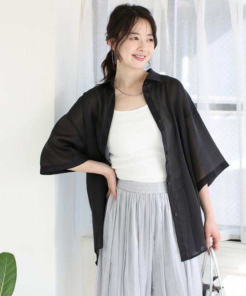 シャツ+ブラウス(半袖+袖なし) trois 夏ブラウス シャツ レディース 夏トップス 半袖 ギンガム