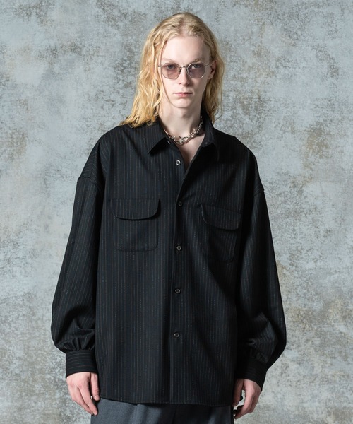 glamb（グラム）の「Suit Fabric Work Shirt / スーツファブリックワークシャツ（シャツ/ブラウス・メンズ・ブラック/ベージュ・S/M/L）」の4枚目の写真