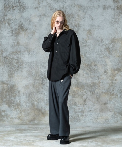 glamb（グラム）の「Suit Fabric Work Shirt / スーツファブリックワークシャツ（シャツ/ブラウス・メンズ・ブラック/ベージュ・S/M/L）」の6枚目の写真