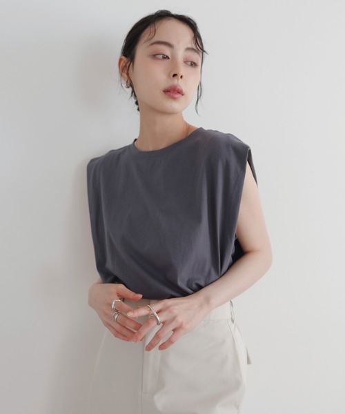 tシャツ ショルダーラインリラックストップス レディース Re:EDIT リブカットソー レディース トップス Tシャツ