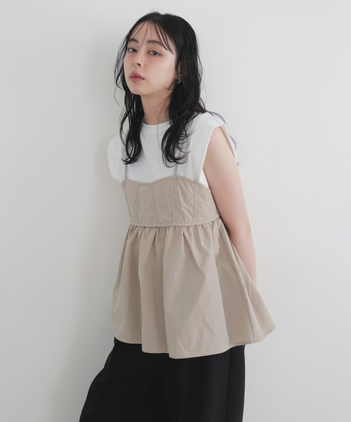 LIAN(リアン)の「ショルダータックトップス(Tシャツ/カットソー・レディース・オフホワイト/ブラック/スミクロ/グリーン/ブラウン・FREE)」の14枚目の写真