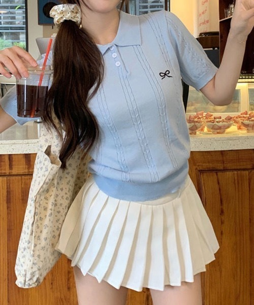 shoppinggo(ショッピングゴー)の「ポロニット レディース リブニット(シャツ/ブラウス・レディース・ホワイト/ブルー/グレー/ブラック・FREE)」の20枚目の写真