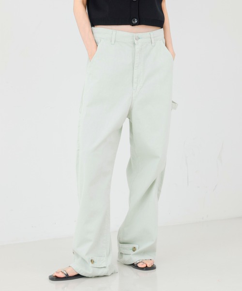 qualite（カリテ）の「【SERGE】PAINTER PANTS/ペインターパンツ/ワイドパンツ（デニムパンツ・レディース・サーモンピンク/セージグリーン・36/40/38/34）」の14枚目の写真
