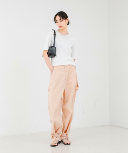 qualite（カリテ）の「【SERGE】PAINTER PANTS/ペインターパンツ/ワイドパンツ（デニムパンツ・レディース・サーモンピンク/セージグリーン・36/40/38/34）」の4枚目の写真