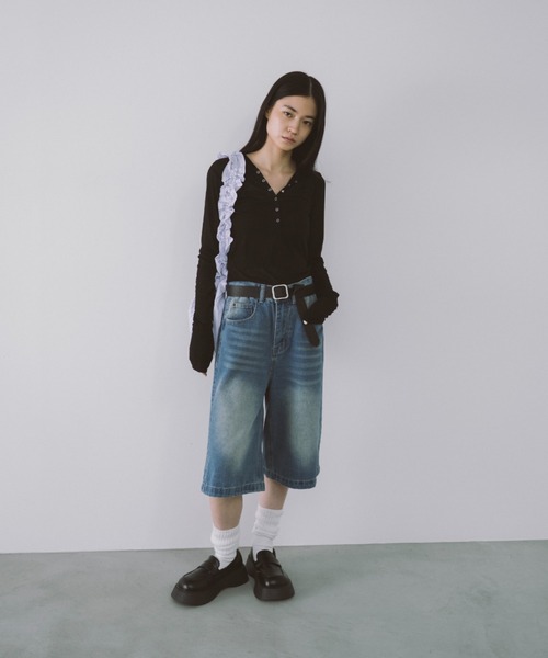 duei（デュイ）の「ウォッシュドデニムハーフパンツ（デニムパンツ・レディース・ブルー・FREE）」の12枚目の写真