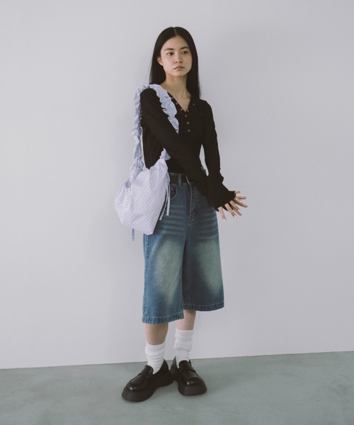 duei（デュイ）の「ウォッシュドデニムハーフパンツ（デニムパンツ・レディース・ブルー・FREE）」の18枚目の写真