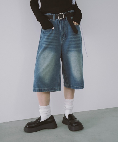 duei（デュイ）の「ウォッシュドデニムハーフパンツ（デニムパンツ・レディース・ブルー・FREE）」の13枚目の写真