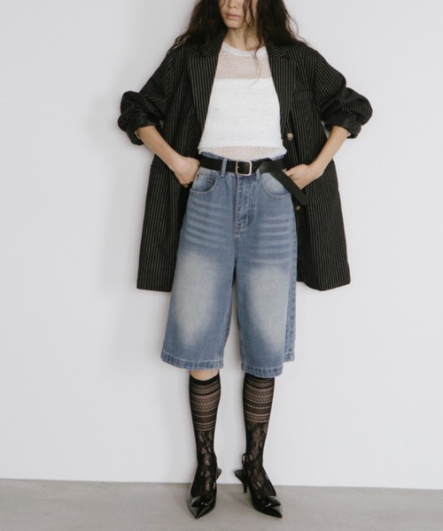 duei（デュイ）の「ウォッシュドデニムハーフパンツ（デニムパンツ・レディース・ブルー・FREE）」の8枚目の写真