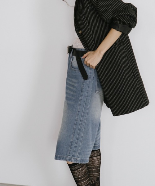 duei（デュイ）の「ウォッシュドデニムハーフパンツ（デニムパンツ・レディース・ブルー・FREE）」の7枚目の写真