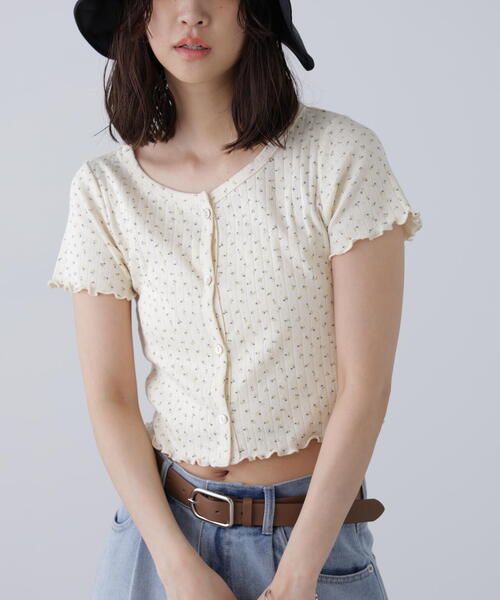 花柄テレコカーディガン セール】花柄テレコカーディガン（Tシャツ/カットソー）｜FREE'S