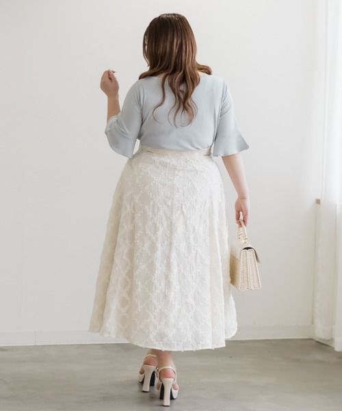 CLETTE(クレット)の「デコルテノットリボンプルオーバー(Tシャツ/カットソー・レディース・グレー/ブラック/ライトブルー・3L/LL/4L)」の19枚目の写真