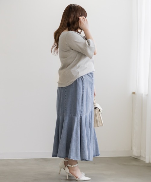 CLETTE(クレット)の「デコルテノットリボンプルオーバー(Tシャツ/カットソー・レディース・グレー/ブラック/ライトブルー・3L/LL/4L)」の13枚目の写真
