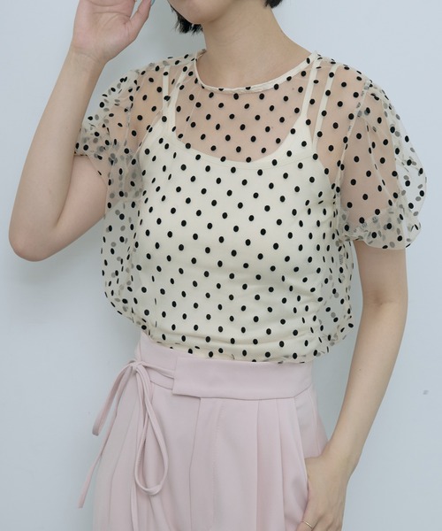 SEN TOKYO(セントーキョー)の「シアードットパフスリーブトップス(シャツ/ブラウス・レディース・アイボリー/ブラック/ホワイト/ブラウン・FREE)」の15枚目の写真