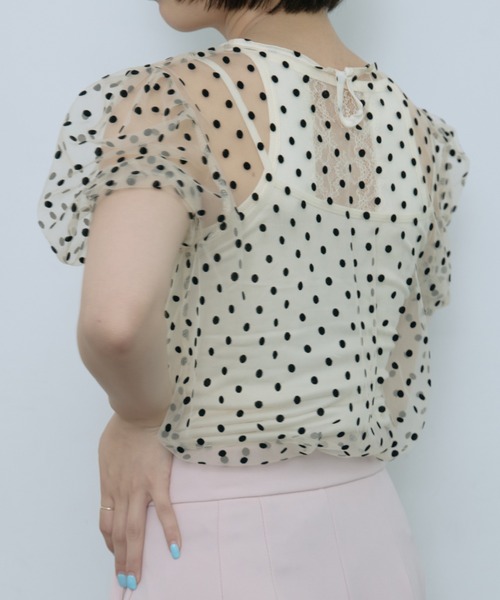 SEN TOKYO(セントーキョー)の「シアードットパフスリーブトップス(シャツ/ブラウス・レディース・アイボリー/ブラック/ホワイト/ブラウン・FREE)」の16枚目の写真