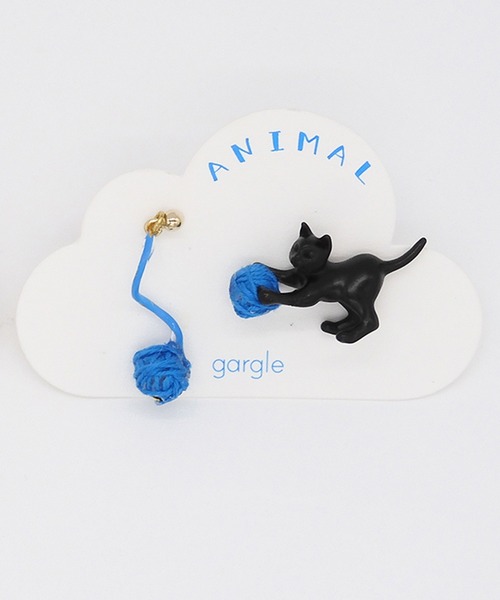 gargle(ガーグル)の「gargle ガーグル:アニマルシリーズ いたずら猫2 クロネコ ねこ ピアス(ピアス(両耳用)・レディース・レッド/ブルー・FREE)」の7枚目の写真