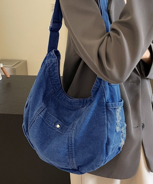 Revo.（レボ）の「ダメージ加工 ウォッシュデニム ショルダーバッグ