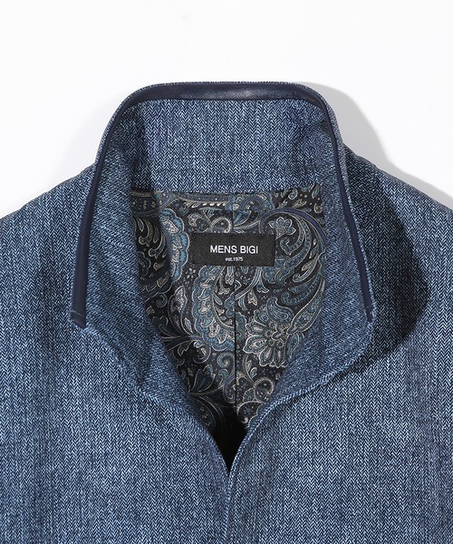 MEN'S BIGI(メンズビギ)の「ドットエアーヘリンボーンプリントスタンドカラージャケット<保温/透湿/撥水/防シワ/ストレッチ>Ⓡ(その他アウター・メンズ・ブラック系その他/チャコールグレー/ネイビー・01/02/03/04)」の4枚目の写真