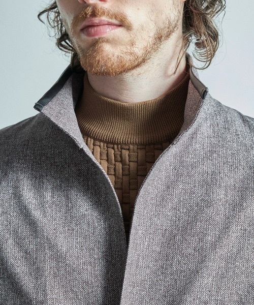 MEN'S BIGI(メンズビギ)の「ドットエアーヘリンボーンプリントスタンドカラージャケット<保温/透湿/撥水/防シワ/ストレッチ>Ⓡ(その他アウター・メンズ・ブラック系その他/チャコールグレー/ネイビー・01/02/03/04)」の20枚目の写真