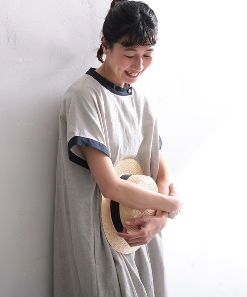 soulberry(ソウルベリー)の「袖あり!なノースリのちょこっと配色ワンピース(ワンピース・レディース・グレー・M/4L/3L/LL/L/5L)」の2枚目の写真