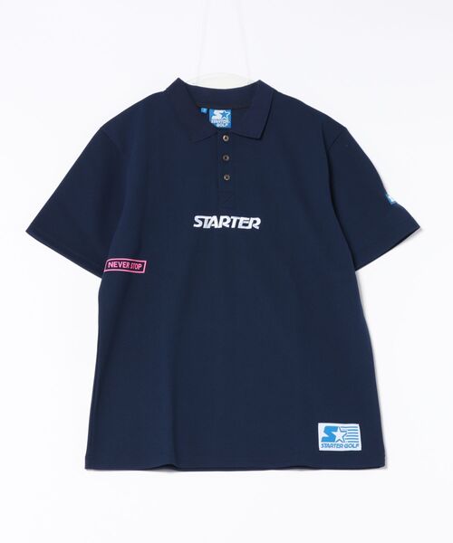 STARTER（スターター）の「《STARTER GOLF》スターターゴルフ STARTERロゴ刺繍半袖ポロシャツ SG-123009（ポロシャツ・メンズ・ネイビー/ブラック・M/L）」の2枚目の写真