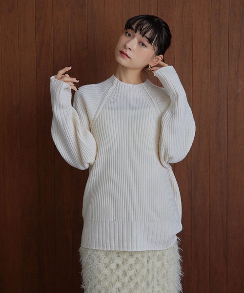 EMMEL REFINES＞EM リブ ボトルネック ニットプルオーバー（ニット