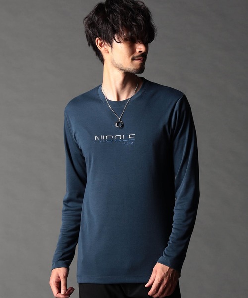 NICOLE CLUB FOR MEN(ニコルクラブフォーメン)の「ロゴ刺繍長袖Tシャツ(Tシャツ/カットソー・メンズ・オフホワイト/ブラック/アッシュグレー/ブルー系・MEDIUM/LARGE/X-LARGE)」の4枚目の写真