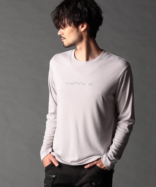 NICOLE CLUB FOR MEN(ニコルクラブフォーメン)の「ロゴ刺繍長袖Tシャツ(Tシャツ/カットソー・メンズ・オフホワイト/ブラック/アッシュグレー/ブルー系・MEDIUM/LARGE/X-LARGE)」の3枚目の写真