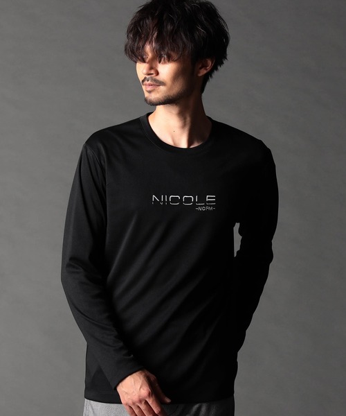 NICOLE CLUB FOR MEN(ニコルクラブフォーメン)の「ロゴ刺繍長袖Tシャツ(Tシャツ/カットソー・メンズ・オフホワイト/ブラック/アッシュグレー/ブルー系・MEDIUM/LARGE/X-LARGE)」の2枚目の写真