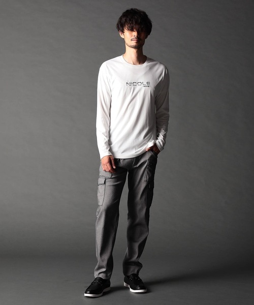 NICOLE CLUB FOR MEN(ニコルクラブフォーメン)の「ロゴ刺繍長袖Tシャツ(Tシャツ/カットソー・メンズ・オフホワイト/ブラック/アッシュグレー/ブルー系・MEDIUM/LARGE/X-LARGE)」の17枚目の写真