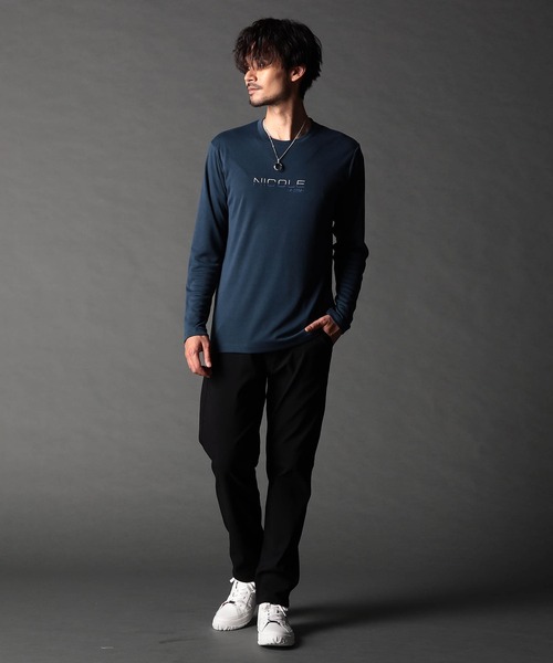 NICOLE CLUB FOR MEN(ニコルクラブフォーメン)の「ロゴ刺繍長袖Tシャツ(Tシャツ/カットソー・メンズ・オフホワイト/ブラック/アッシュグレー/ブルー系・MEDIUM/LARGE/X-LARGE)」の5枚目の写真