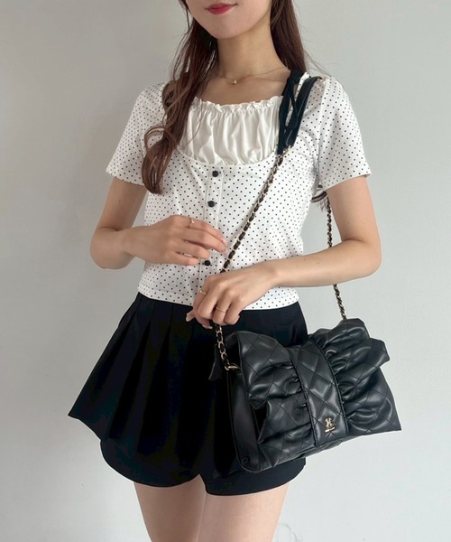 初回分完売】リボンキルティングバッグ（ショルダーバッグ）｜one