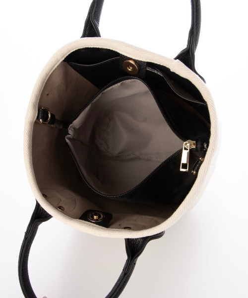 cache cache(カシュ カシュ)の「カシュカシュ cachecache / 2ショルダー付きキャンバストートバッグ(トートバッグ・レディース・ブラック/グレー/ベージュ・FREE)」の6枚目の写真