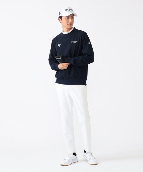 BEAMS GOLF(ビームスゴルフ)の「〈MEN〉PURPLE LABEL / スフィダンテ 刺繍ロゴサッカーストライプ ピステ【撥水】(ブルゾン・メンズ・ネイビー/サックスブルー・SMALL/MEDIUM/LARGE/X-LARGE)」の4枚目の写真
