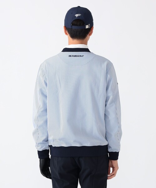 BEAMS GOLF(ビームスゴルフ)の「〈MEN〉PURPLE LABEL / スフィダンテ 刺繍ロゴサッカーストライプ ピステ【撥水】(ブルゾン・メンズ・ネイビー/サックスブルー・SMALL/MEDIUM/LARGE/X-LARGE)」の6枚目の写真