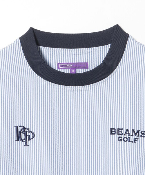 BEAMS GOLF(ビームスゴルフ)の「〈MEN〉PURPLE LABEL / スフィダンテ 刺繍ロゴサッカーストライプ ピステ【撥水】(ブルゾン・メンズ・ネイビー/サックスブルー・SMALL/MEDIUM/LARGE/X-LARGE)」の9枚目の写真