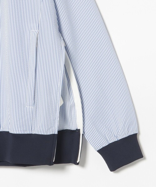 BEAMS GOLF(ビームスゴルフ)の「〈MEN〉PURPLE LABEL / スフィダンテ 刺繍ロゴサッカーストライプ ピステ【撥水】(ブルゾン・メンズ・ネイビー/サックスブルー・SMALL/MEDIUM/LARGE/X-LARGE)」の10枚目の写真