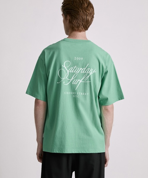 Saturdays NYC(サタデーズ ニューヨークシティ )の「Cursive Saturdays Surf Relaxed SS Tee(Tシャツ/カットソー・メンズ・ミント/ホワイト/ブラウン・S/XL/L/M)」の3枚目の写真