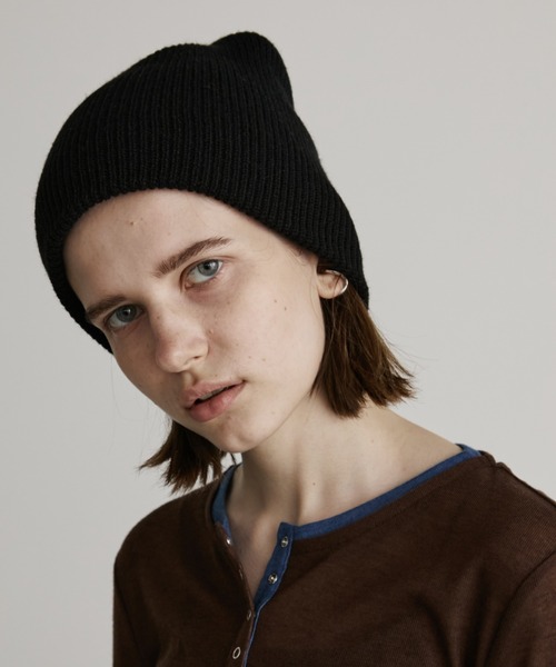 Auntie Rosa Holiday(アンティローザホリデー)の「リブニットワッチ(ニットキャップ/ビーニー・レディース・ブラック/グレー・FREE)」の1枚目の写真