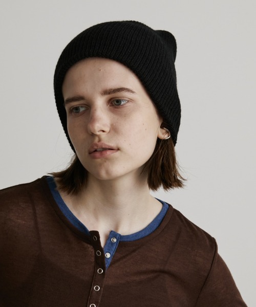 Auntie Rosa Holiday(アンティローザホリデー)の「リブニットワッチ(ニットキャップ/ビーニー・レディース・ブラック/グレー・FREE)」の3枚目の写真