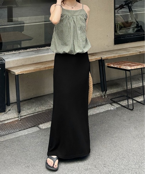 LE MORE(リモア)の「ストレッチロングスカート(スカート・レディース・ブラック/グレー・FREE)」の9枚目の写真