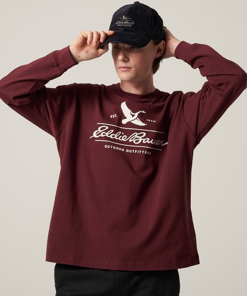 Eddie Bauer(エディーバウアー)の「クラシックロゴ プリント 長袖 Tシャツ(Tシャツ/カットソー・メンズ・ホワイト/ダークネイビー/ブラック/バーガンディー・S/XL/L/M/XXL)」の4枚目の写真