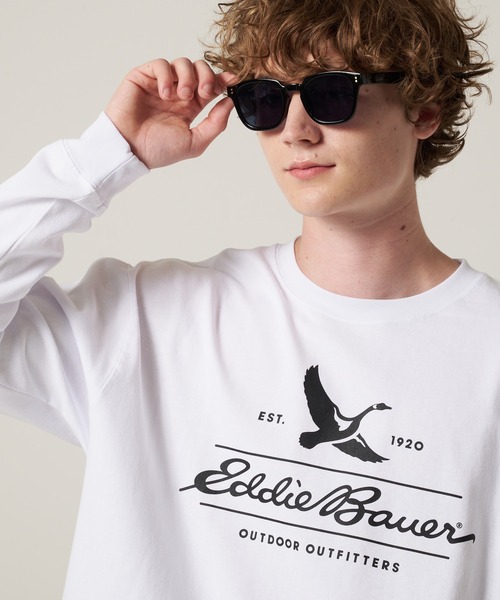 Eddie Bauer(エディーバウアー)の「クラシックロゴ プリント 長袖 Tシャツ(Tシャツ/カットソー・メンズ・ホワイト/ダークネイビー/ブラック/バーガンディー・S/XL/L/M/XXL)」の1枚目の写真