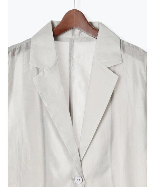 Te chichi TERRASSE(テチチテラス)の「ライン入りシアージャケット(ノーカラージャケット・レディース・グレー/ブラック/カーキ・F)」の13枚目の写真