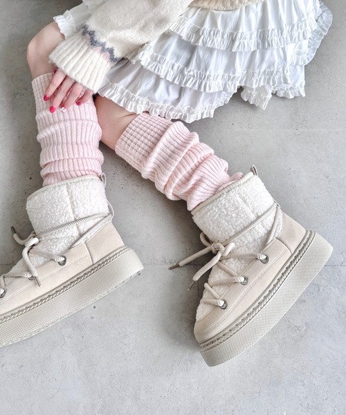 セール】レースアップボアムートンブーツ（ブーツ）｜Loueme（ルエム