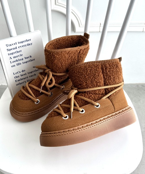 セール】レースアップボアムートンブーツ（ブーツ）｜Loueme