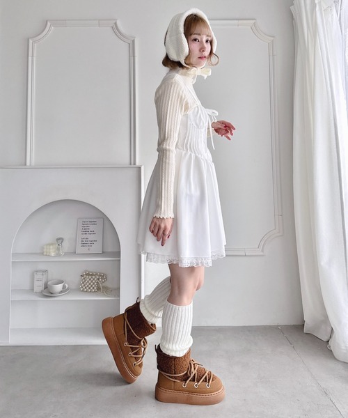 セール】レースアップボアムートンブーツ（ブーツ）｜Loueme