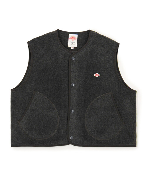 DANTON（ダントン）の「WOMEN'S FLEECE COLLARLESS VEST（ベスト・レディース・ブラック/グリーン/オレンジ系その他/カーキ/チャコール/ダークグレー/クリーム・38/36）」の4枚目の写真